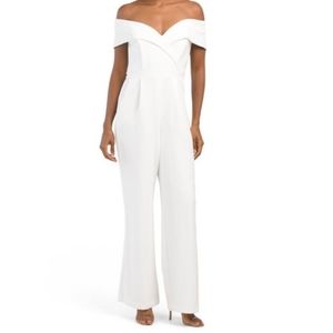 Xscape white off the shoulder jumpsuit